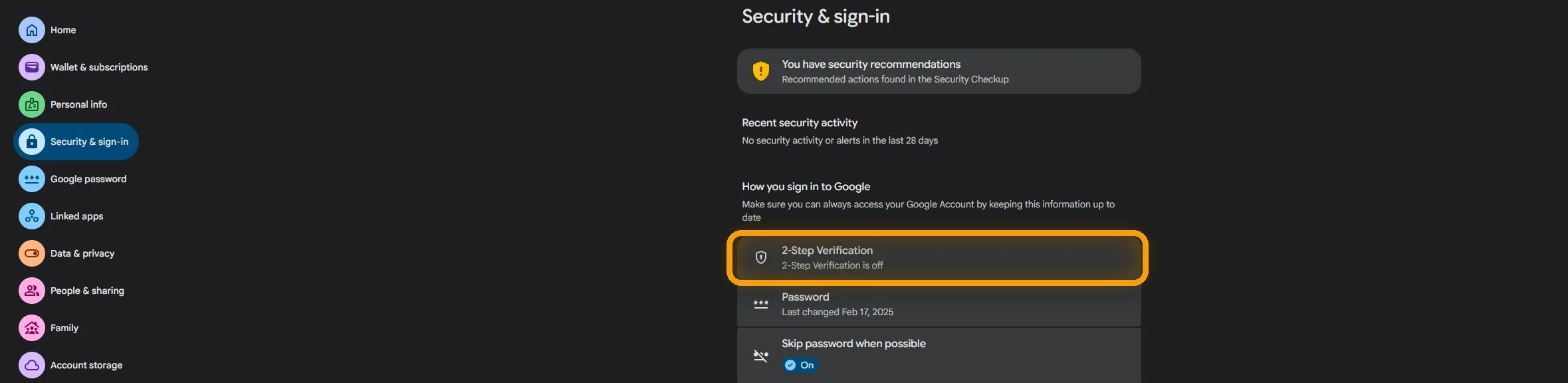 Contul Google, Security: 2-Step Verification
